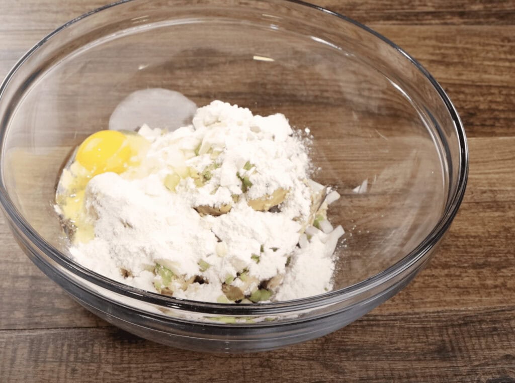 flour, eggs added to